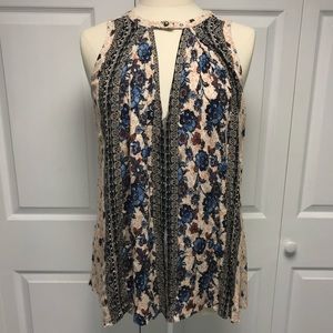 Free People Cotton Candy LA Printed Keyhole Tunic